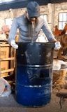 animatronic vomiting man haunted house puke prop water spray horror barrel

