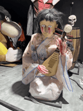 Chinese ghost girl animatronic with pipa and blood tears for haunted attraction
