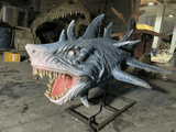 life-size animatronic shark monster head prop for haunted house