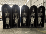 animatronic skeleton coffin props rising horror setup haunted house