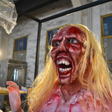 Lifelike Blonde Zombie Sculpture with Pneumatic Technology and Eerie Sound Effects DINOSKY
