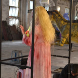 Lifelike Blonde Zombie Sculpture with Pneumatic Technology and Eerie Sound Effects DINOSKY