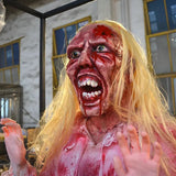 Lifelike Blonde Zombie Sculpture with Pneumatic Technology and Eerie Sound Effects DINOSKY