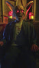 zombie animatronic in electric chair with flashing lights and head wires