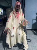 White Robe Skeleton Animatronic – Hooded Horror Prop