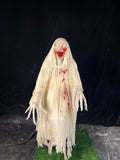 White Robe Skeleton Animatronic – Hooded Horror Prop-G088