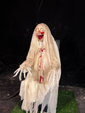 White Robe Skeleton Animatronic – Hooded Horror Prop-G088