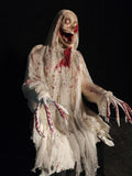 White Robe Skeleton Animatronic – Hooded Horror Prop-G088