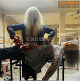 Zombie animatronic eating human intestines horror prop for haunted house