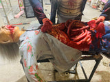 Zombie animatronic eating human intestines horror prop for haunted house